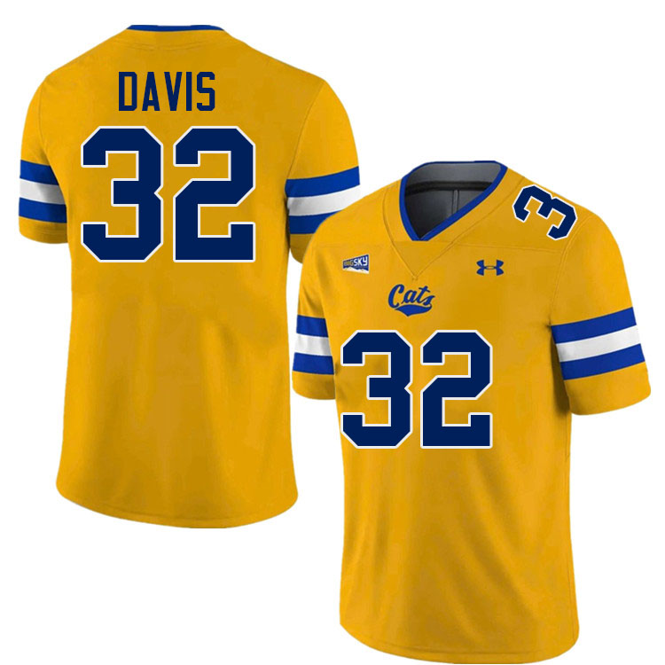 Montana State Bobcats #32 Julius Davis College Football Jerseys,Uniforms Stitched-Gold